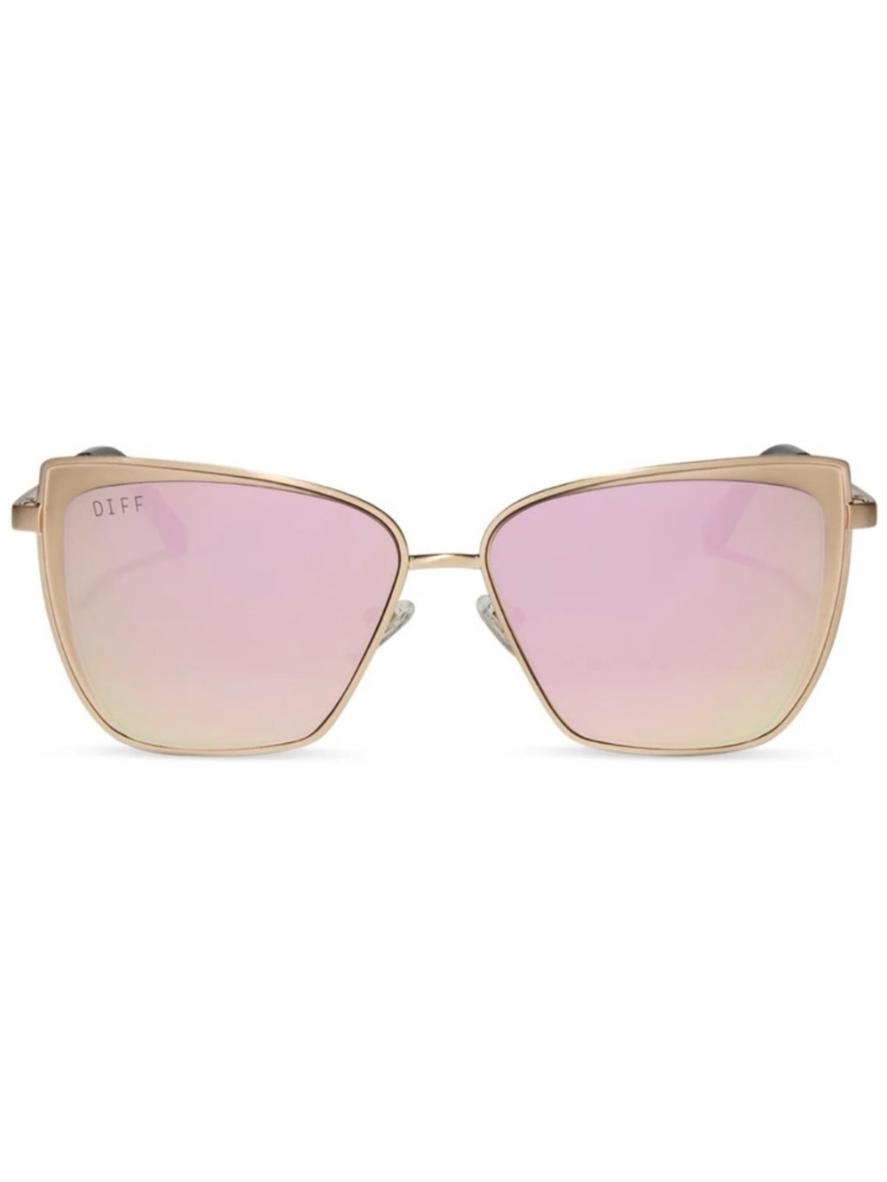 DIFF Grace Sunglasses Brushed Gold Frame Cherry Blossom Mirror Lens Cat Eye NWT